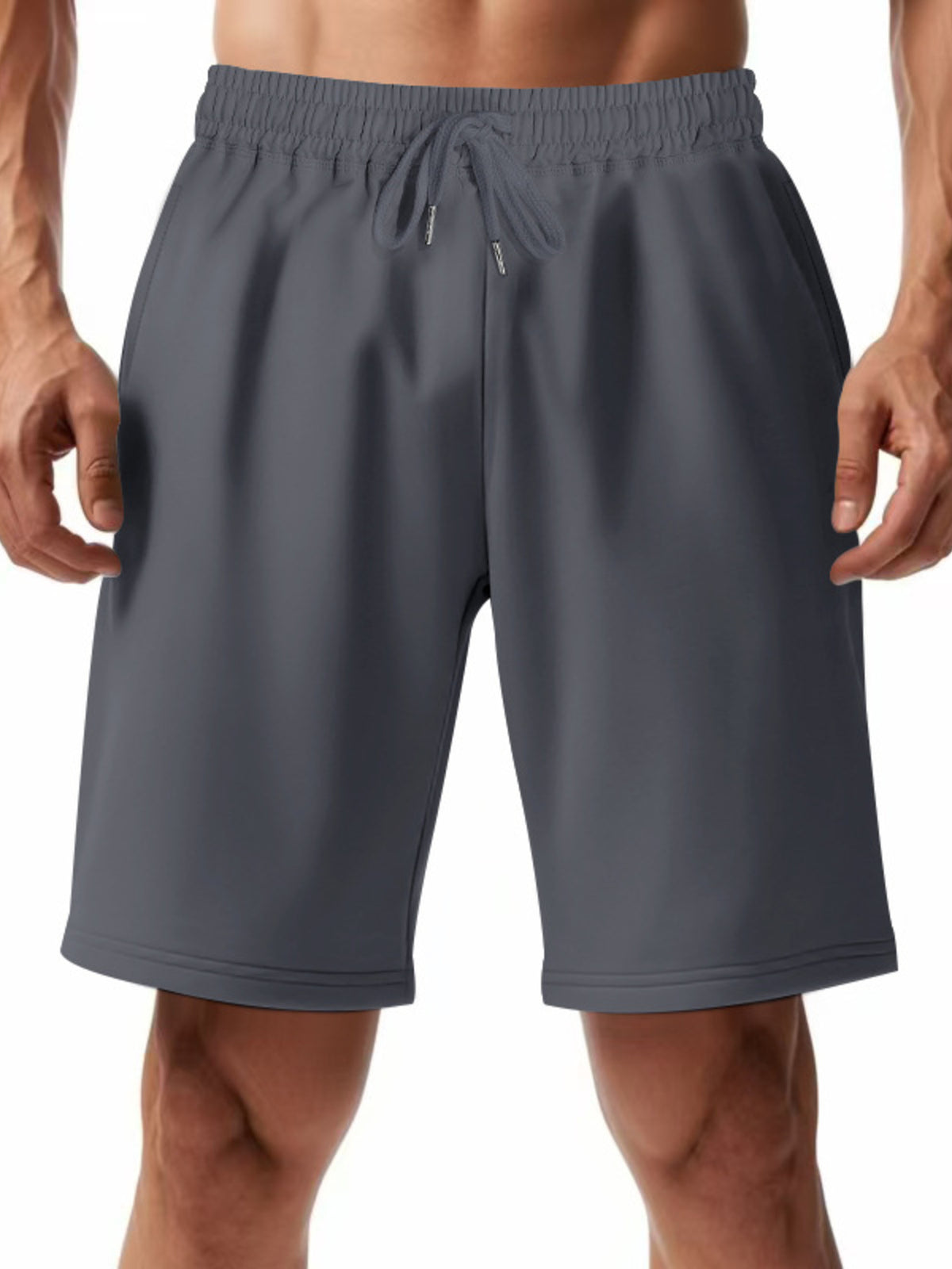 Men's Full Size Casual Drawstring Shorts Plus Size in Dark Gray