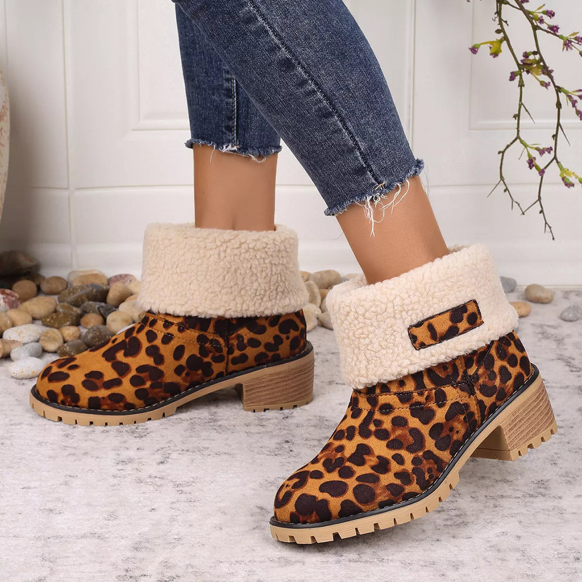 Leopard Print Plush Lined Boots - Lilixa.store