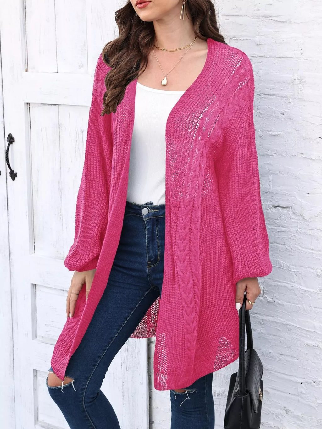 Open Front Long Sleeve Cardigan - Lilixa.store