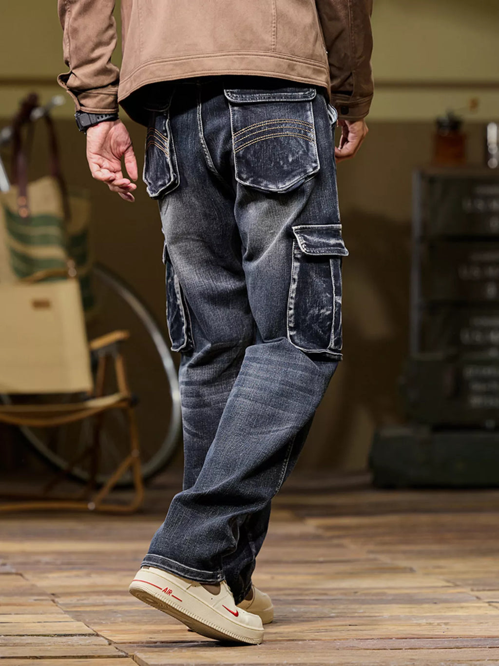 Men's Vintage Loose Fit Cargo Jeans - Lilixa.store