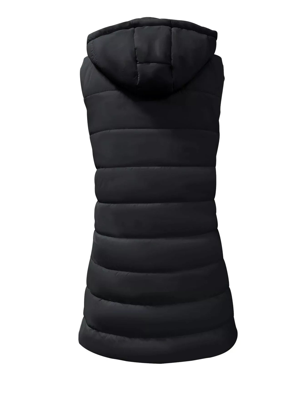 Zip Up Longline Hooded Puffer Vest Coat - Lilixa.store