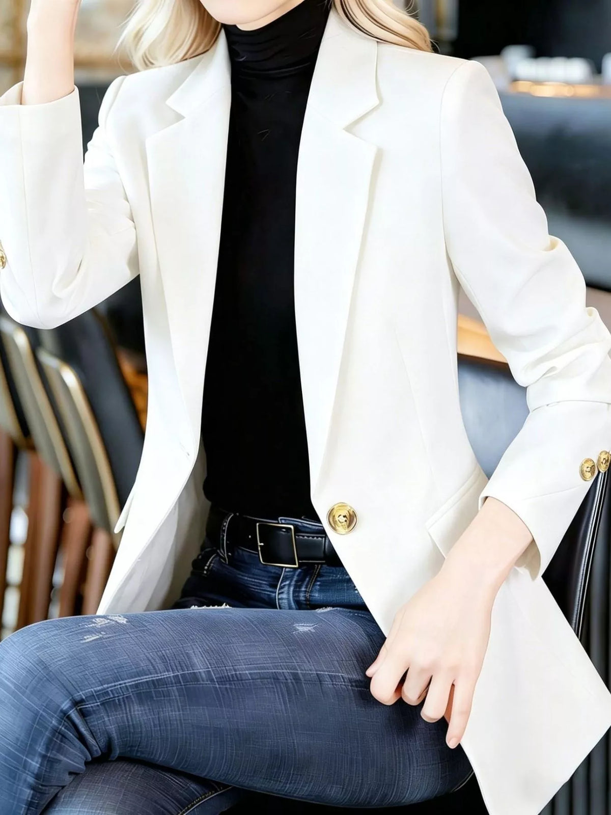 Full Size One Button Lapel Collar Blazer Plus Size - Lilixa.store