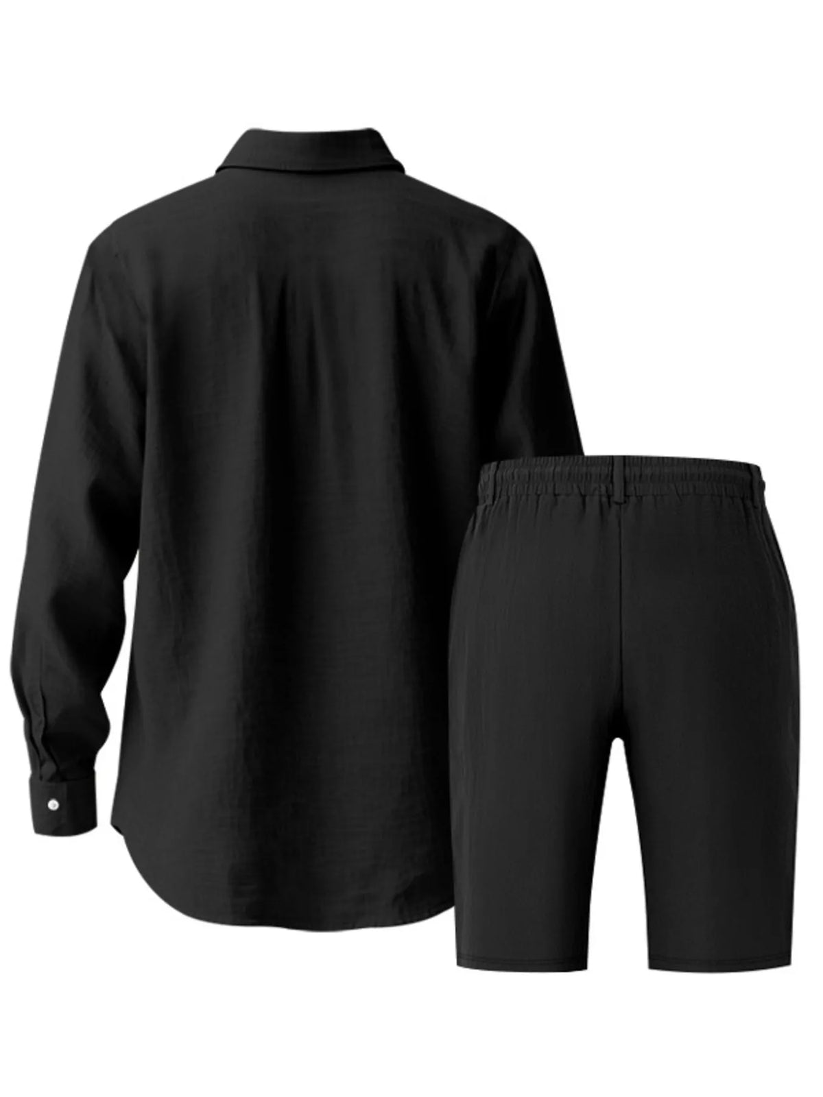 Men's Full Size Casual Button-Down Shirt and Shorts Set Plus Size