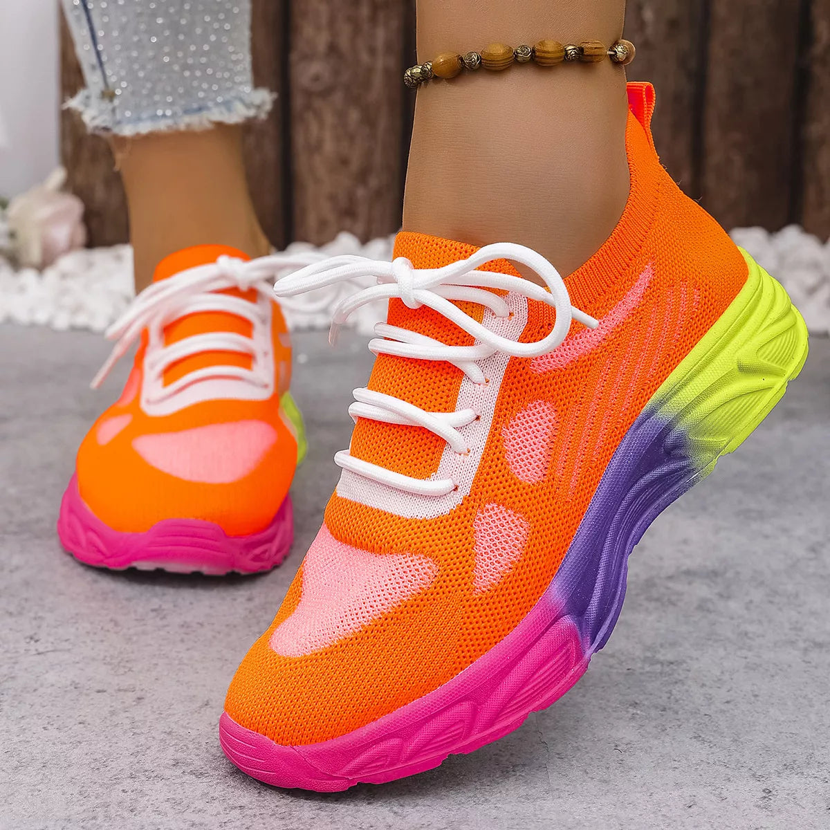 Lace Up Round Toe Sneakers - Lilixa.store