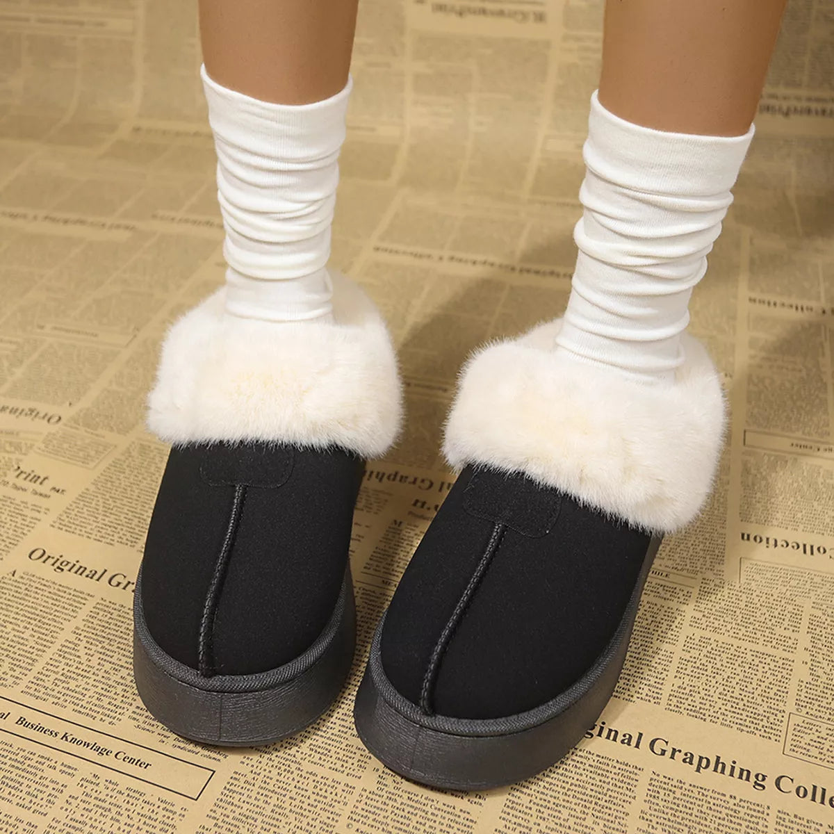 Fuzzy Trim Platform Boots, view 13
