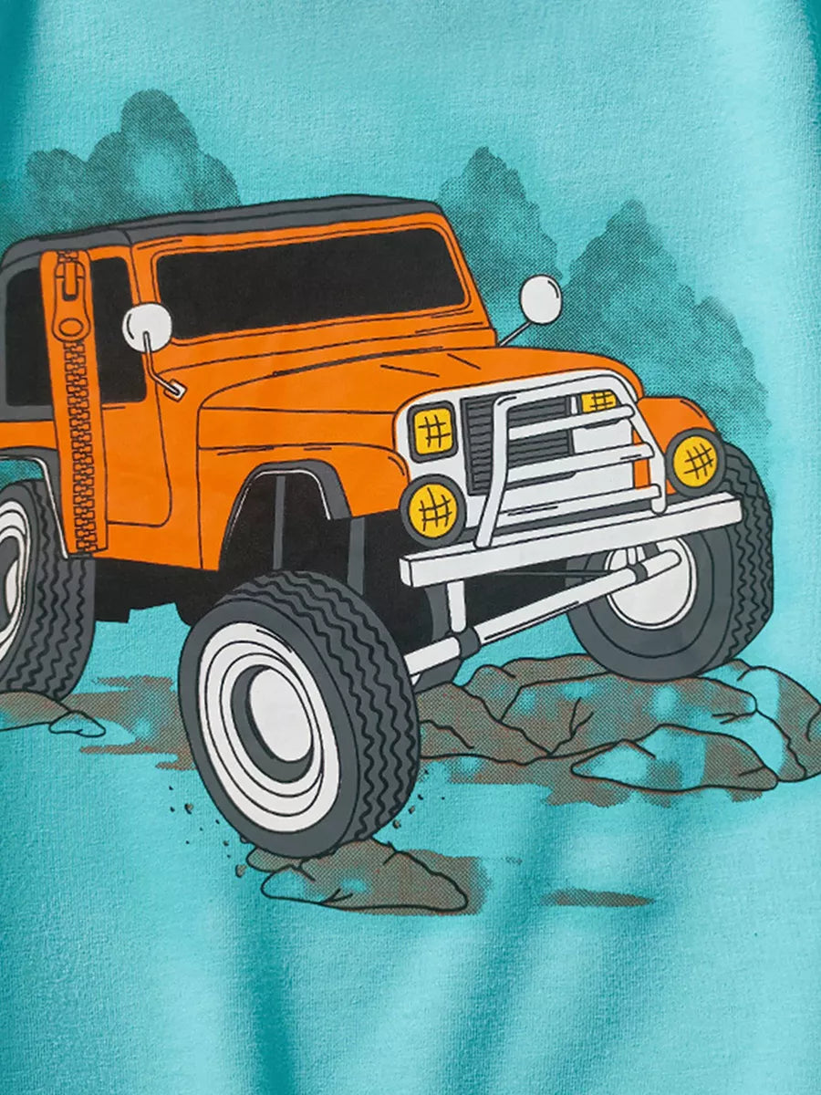 Children's Jeep Graphic Round Neck T-Shirt - Lilixa.store