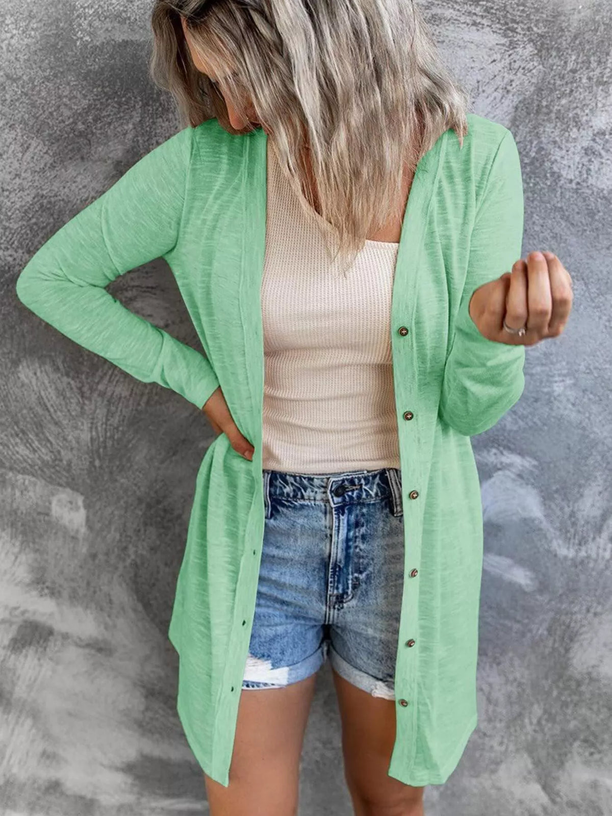 Full Size Lightweight Button-Up Cardigan Plus Size - Lilixa.store