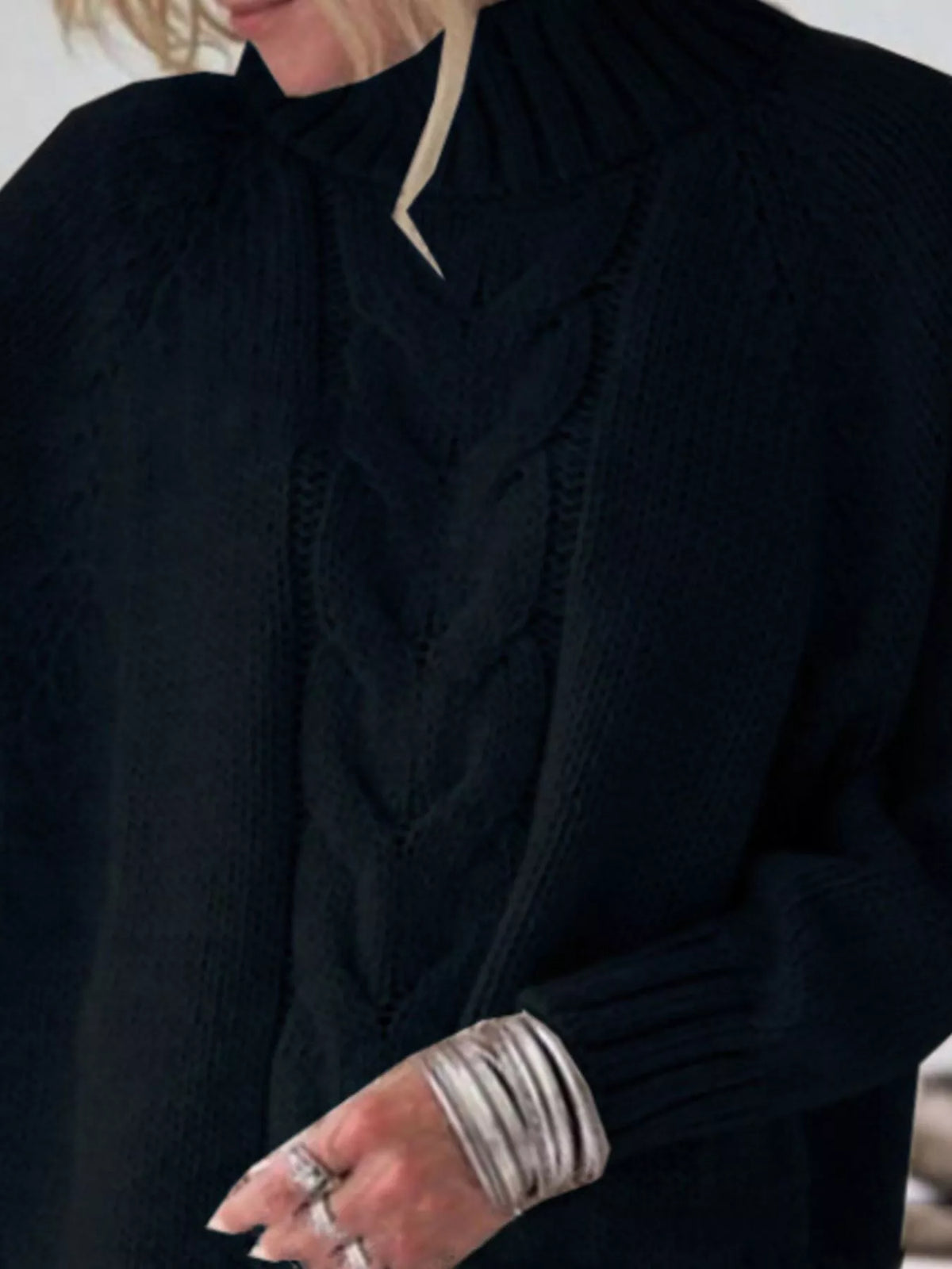 Cable-Knit Long Sleeve Sweater - Lilixa.store