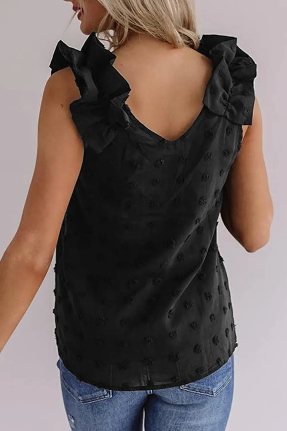 Full Size Swiss Dot V-Neck Tank - Lilixa.store