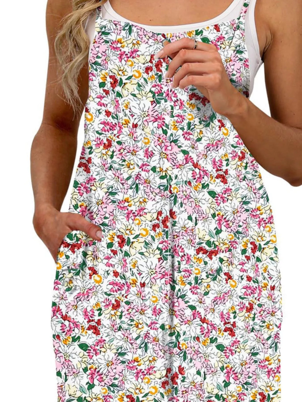 Full Size Floral Print Wide Leg Casual Jumpsuit Plus Size - Lilixa.store