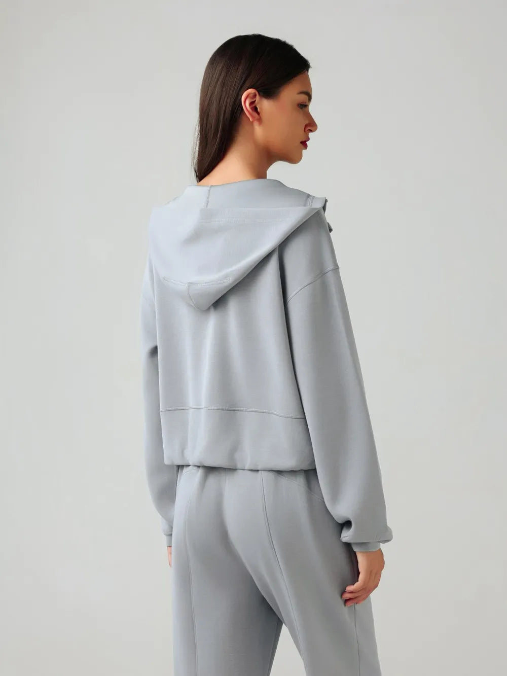 Millennia Zip Up Dropped Shouder Active Hooded - Lilixa.store