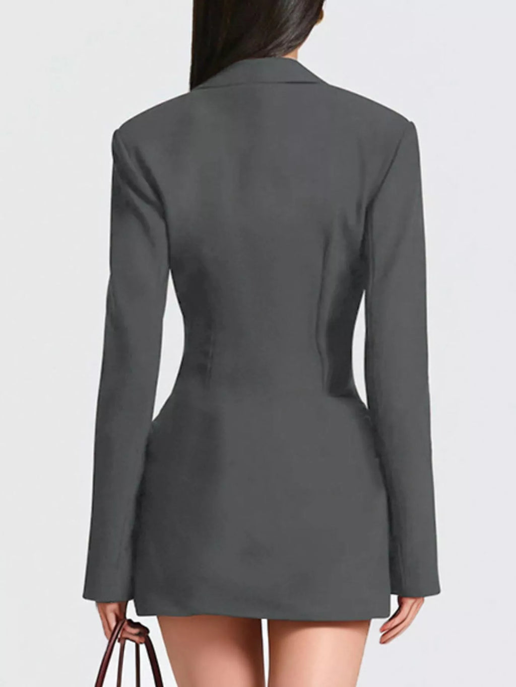 Full Size Blazer-Style Long Sleeve Mini Dress Plus Size - Lilixa.store