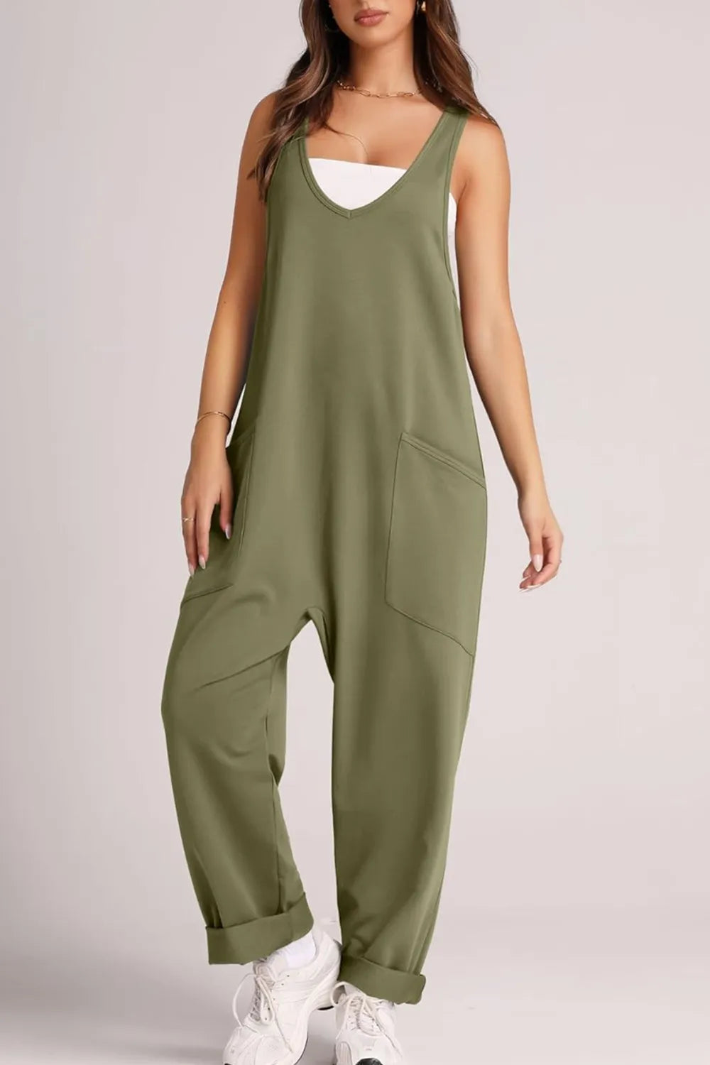 Lovelet Wide Strap Jumpsuit with Pockets - Lilixa.store