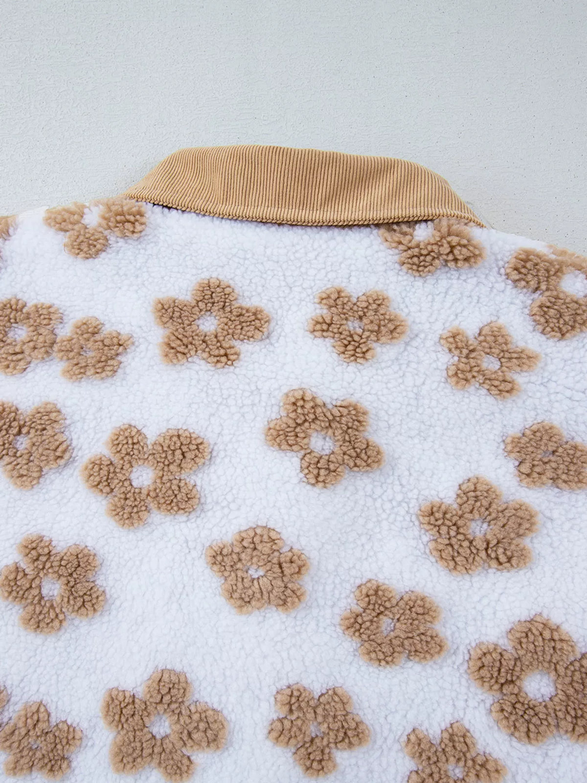 Flower Pattern Button Up Fleece Jacket - Lilixa.store