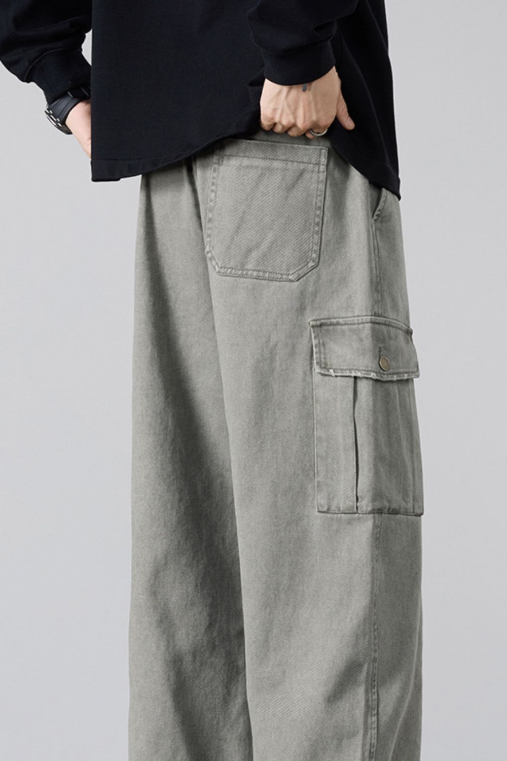 Men's Plus Size Drawstring Loose Fit Cargo Pants, view 2