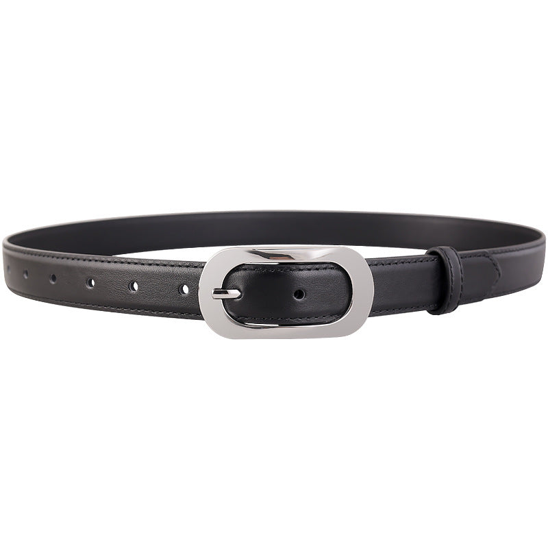 Silver Buckle Leather Belt - Lilixa.store