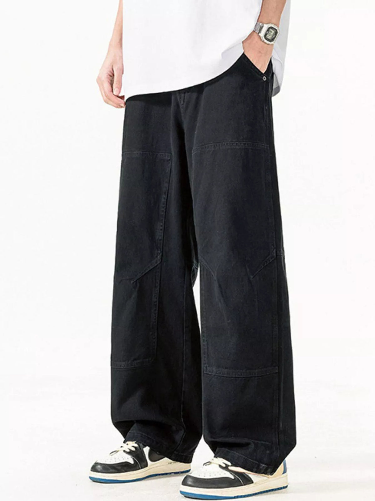 Men's Plus Size Loose Fit Casual Pants in Black
