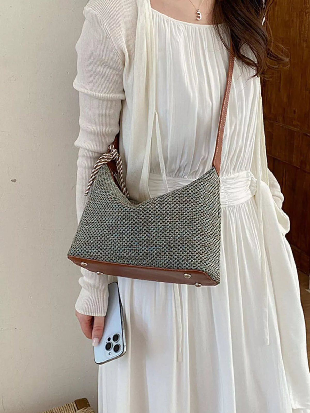Woven Shoulder Bag with Tassel - Lilixa.store