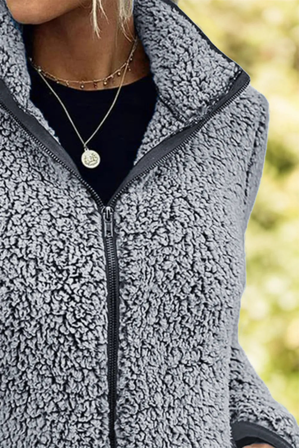 Pocketed Zip Up Turtleneck Jacket, view 7
