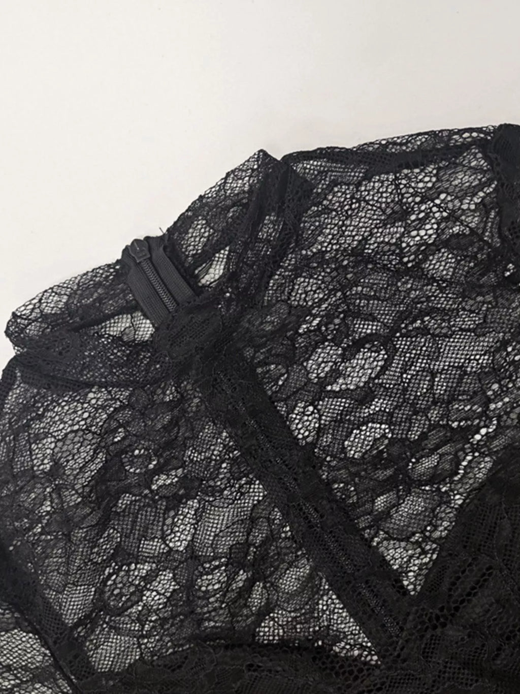 Lace Sheer Mock Neck Long Sleeve Maxi Dress - Lilixa.store