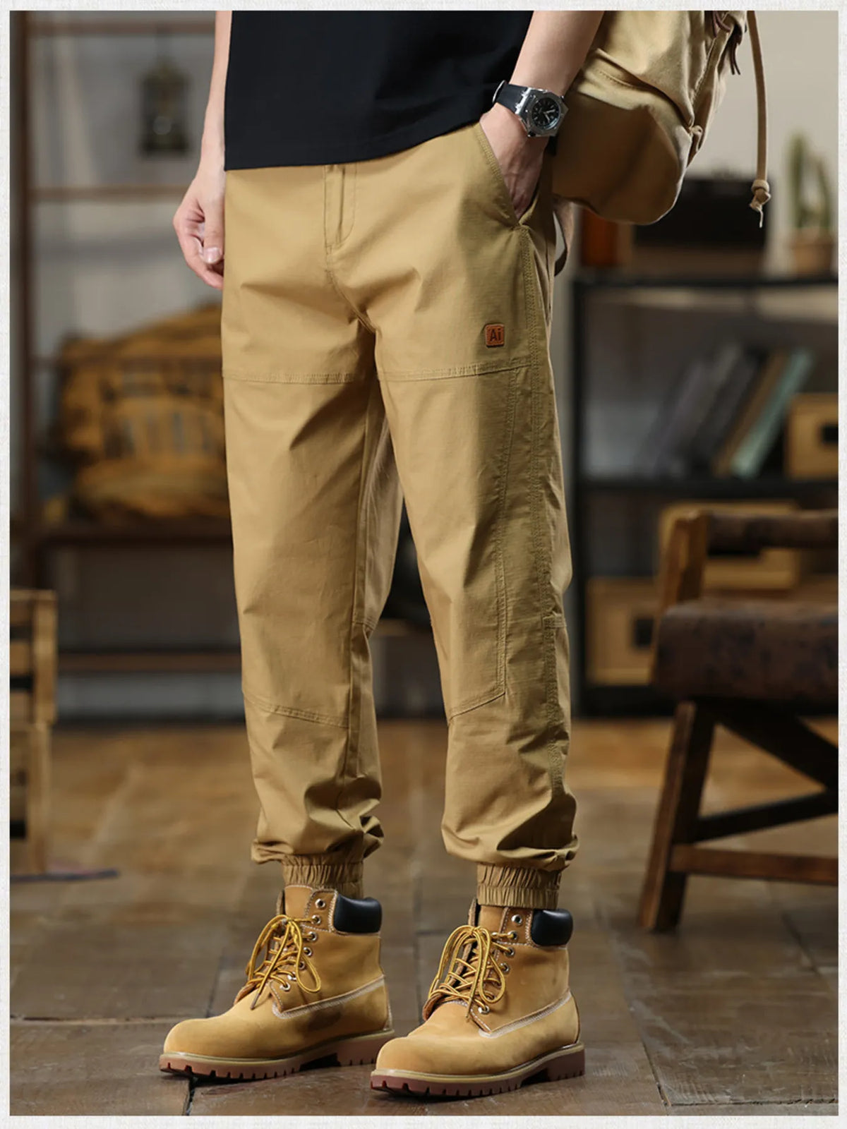 Men's Full Size Wide Leg Pants Plus Size in Khaki