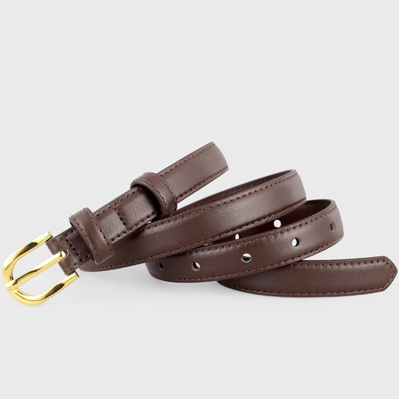Leather Belt with Golden Buckle - Lilixa.store