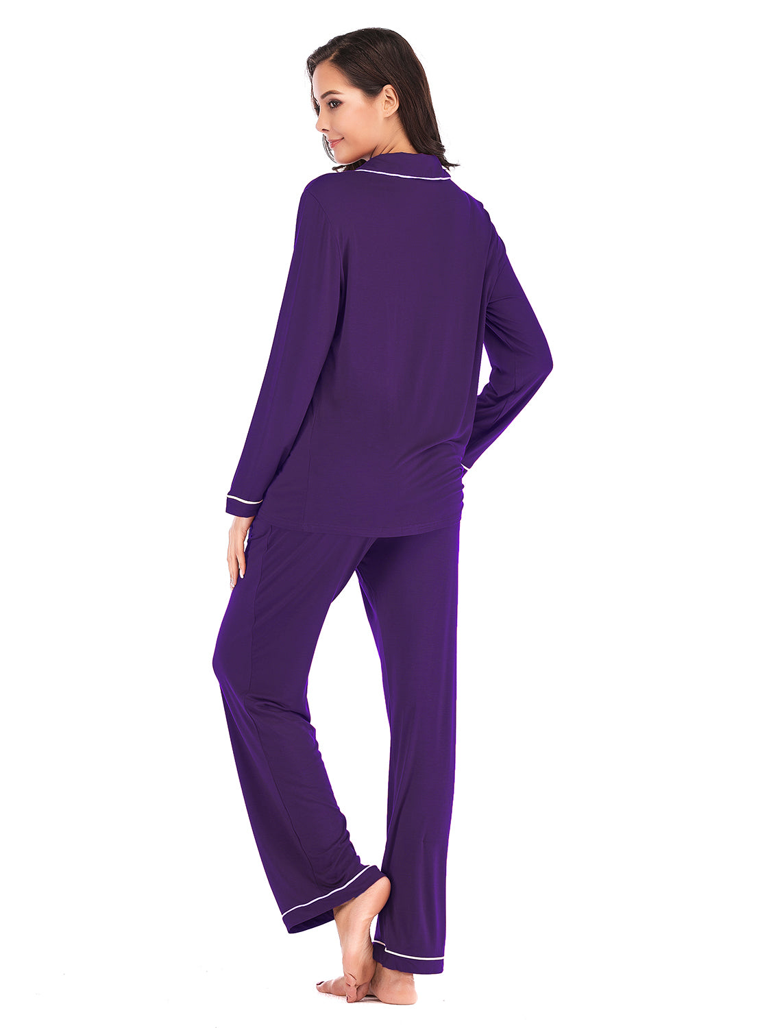 Collared Neck Long Sleeve Loungewear Set with Pockets - Lilixa.store