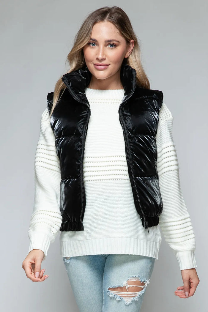 Snobbish Fine Fur Lining Quilted Vest in Black