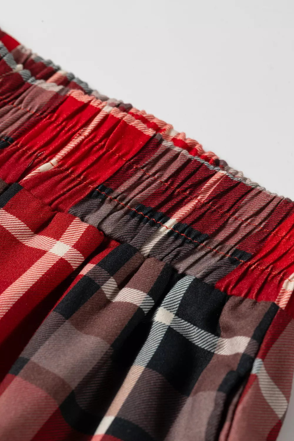 Plaid Elastic Waist Pocket Regular Full-Length Pants