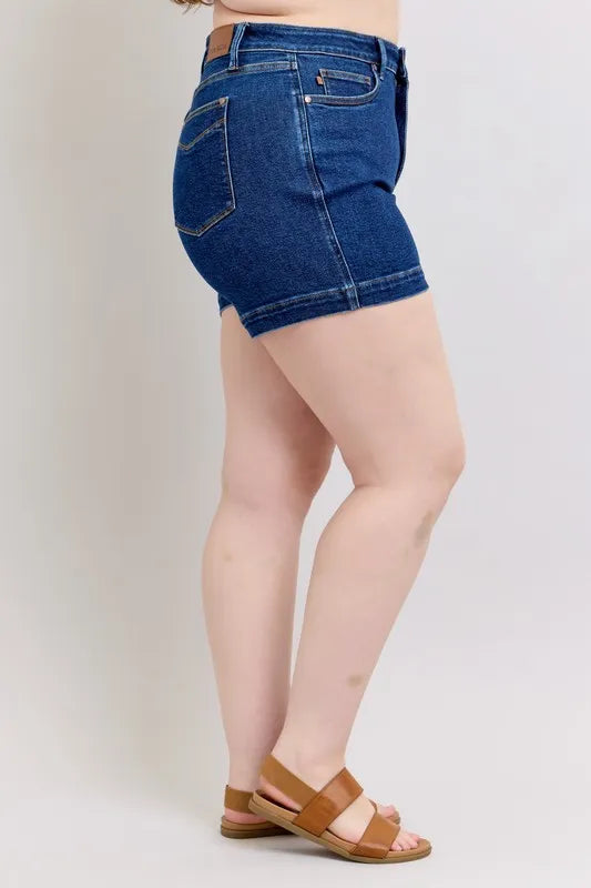 Judy Blue Full Size High Waist Tummy Control Denim Shorts Plus Size - Lilixa.store