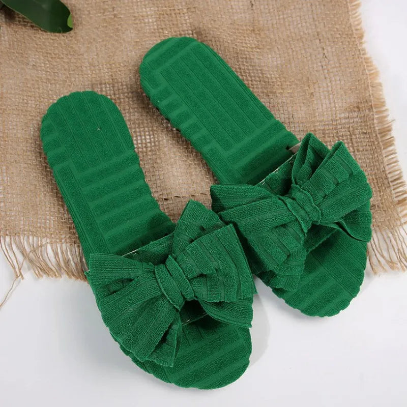Bow Knot Open Toe Slippers - Lilixa.store