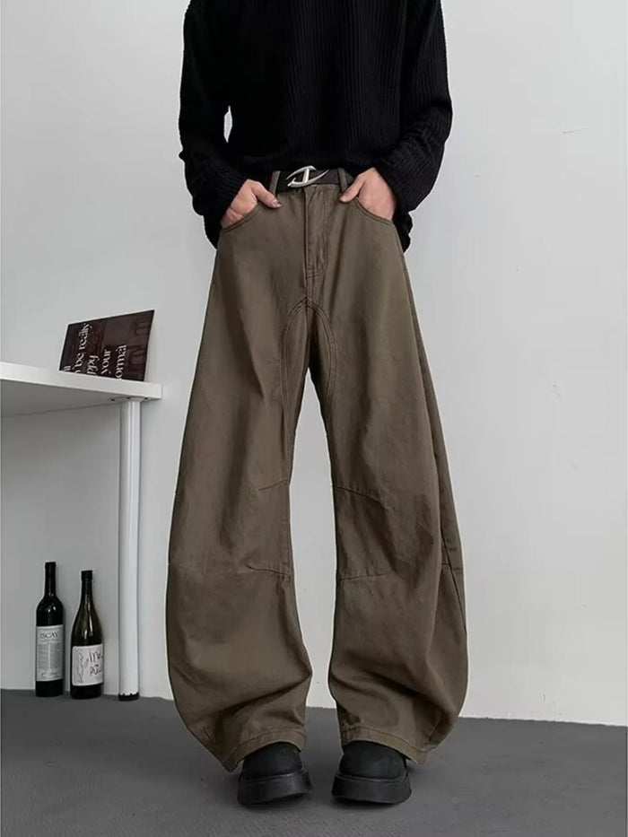 Men's Wide Leg Casual Pants in Brown