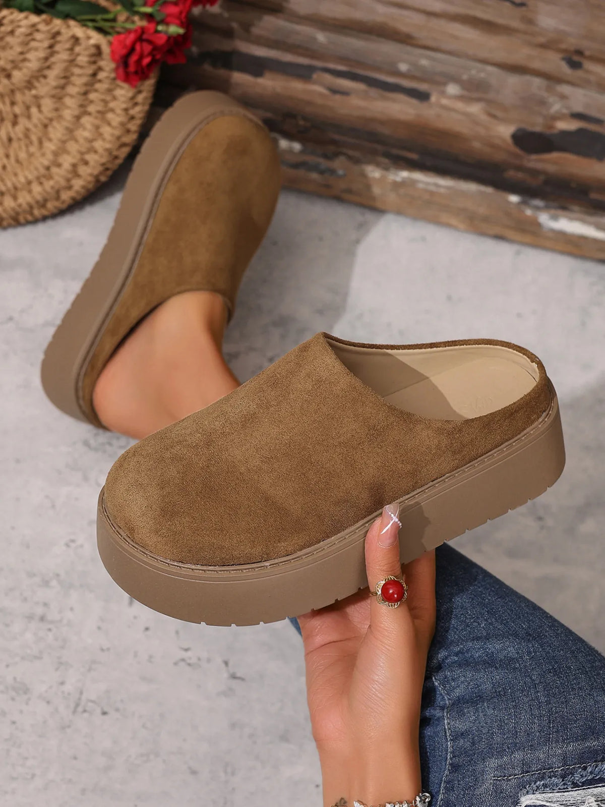 Platform Suede Slip-Ons, view 6