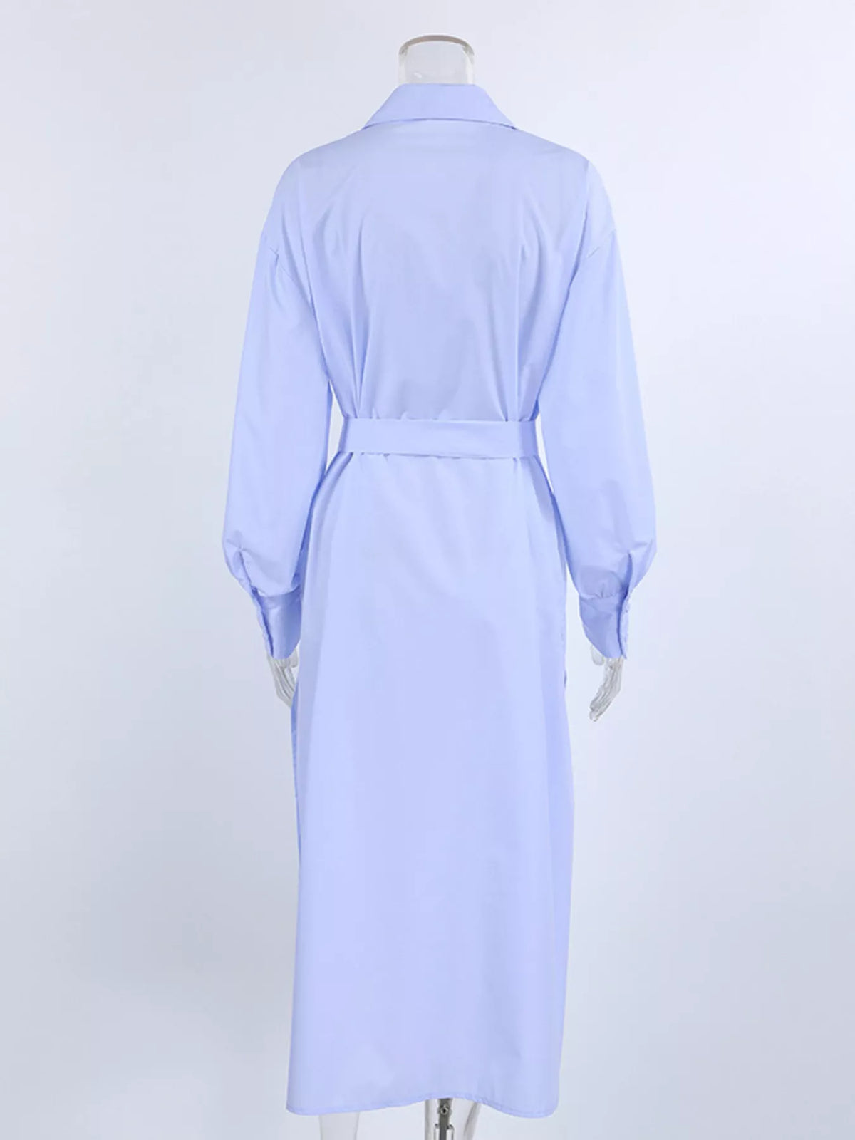 Longline Button-Down Shirt in Blue, view 8