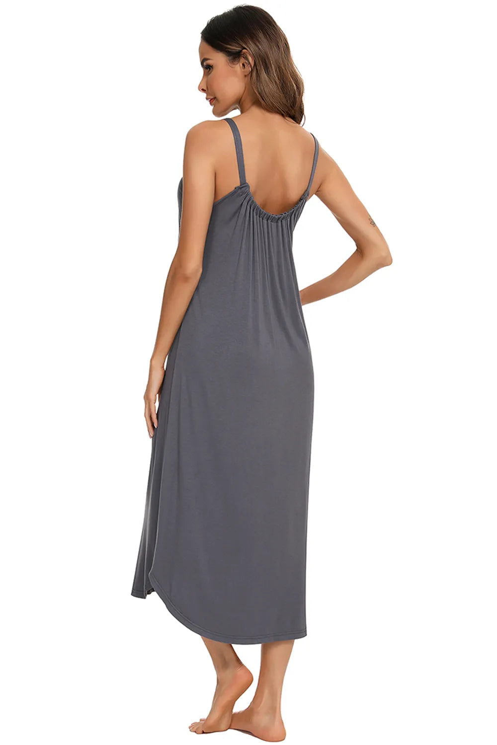 V-Neck Midi Lounge Dress - Lilixa.store