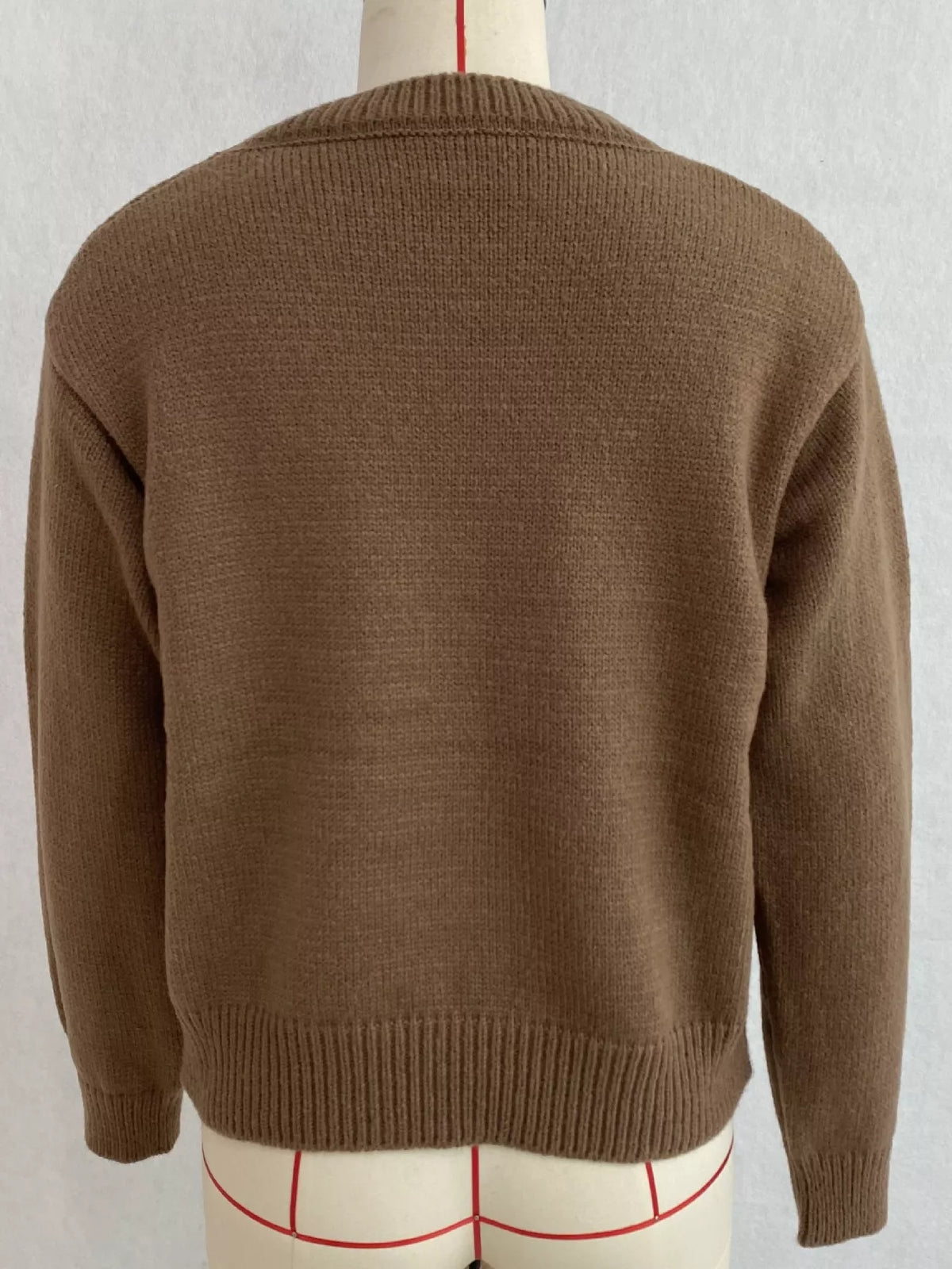 Heart Pattern Round Neck Sweater, view 4