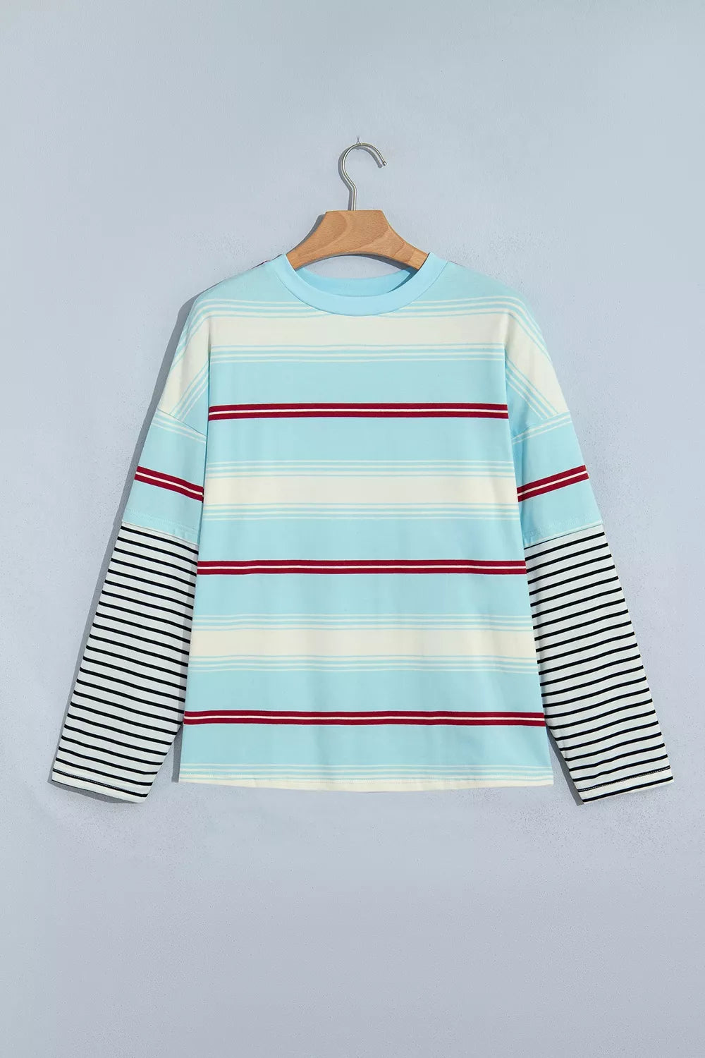 Stripe Casual Striped Patchwork Long Sleeve Loose Pullover Top