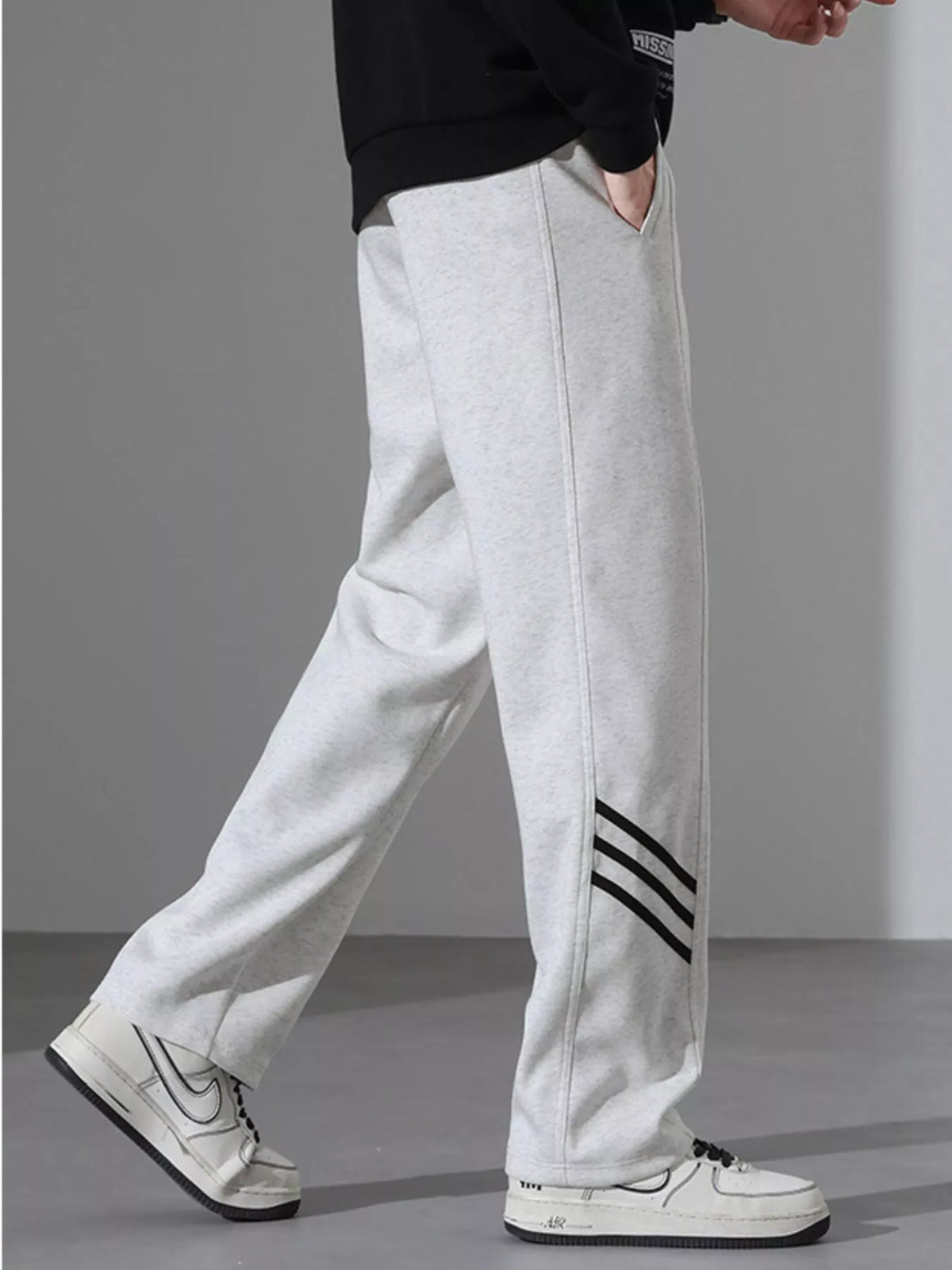 Men's Full Size Casual Loose Fit Sweatpants with Stripes Plus Size, view 2