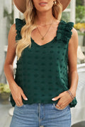 Full Size Swiss Dot V-Neck Tank - Lilixa.store