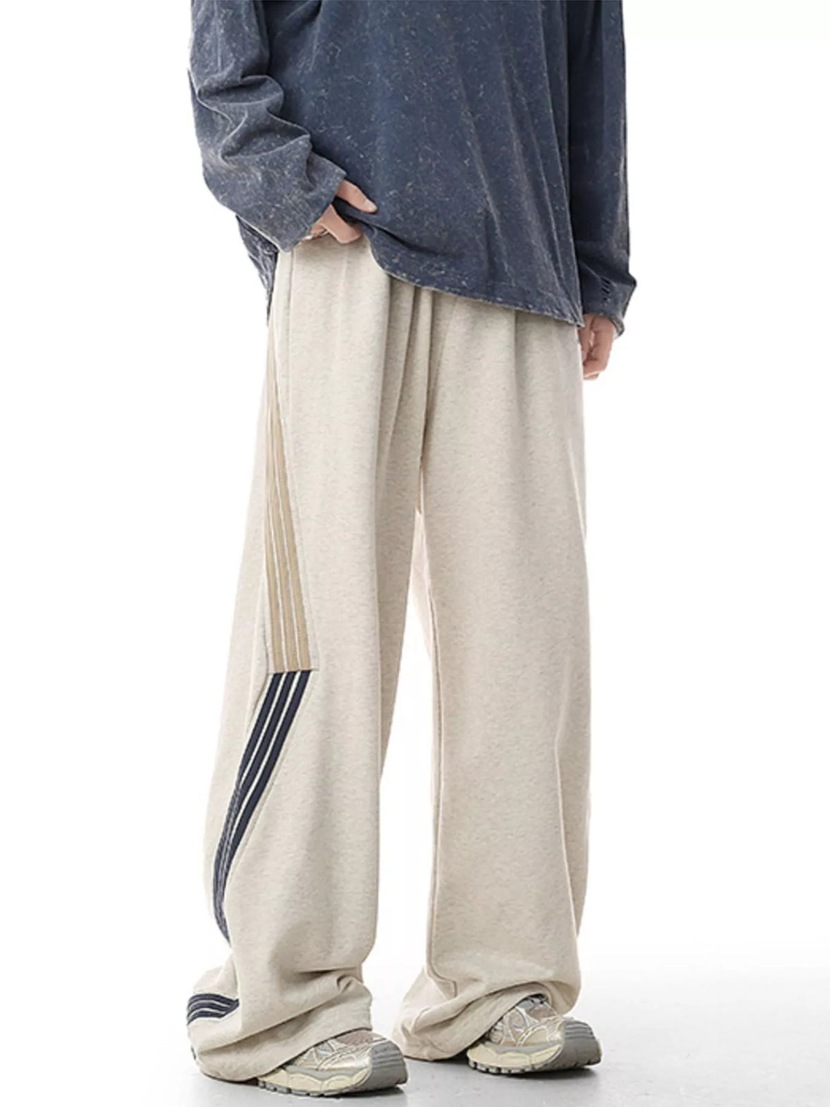 Men's Plus Size Side Striped Relaxed Fit Casual Pants, view 8