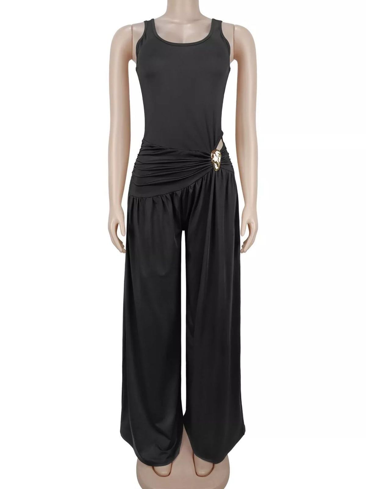 Cutout Detail Sleeveless Wide-Leg Jumpsuit, view 5