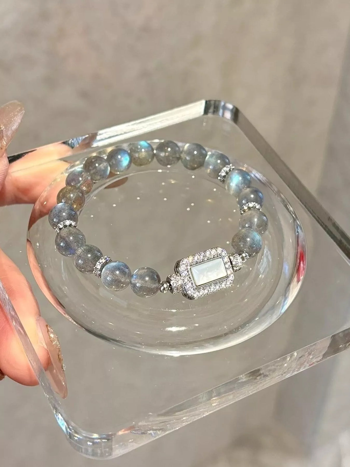Moonstone Bead Geometric Bracelet - Lilixa.store