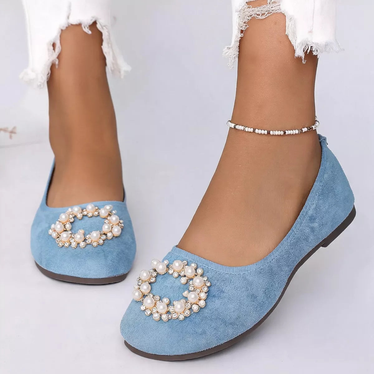 Pearl Embellished Slip-Ons - Lilixa.store