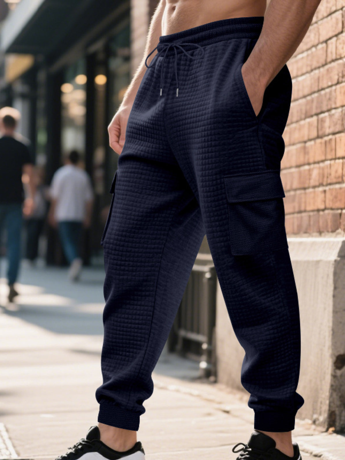 Men's Full Size Textured Cargo Joggers Plus Size