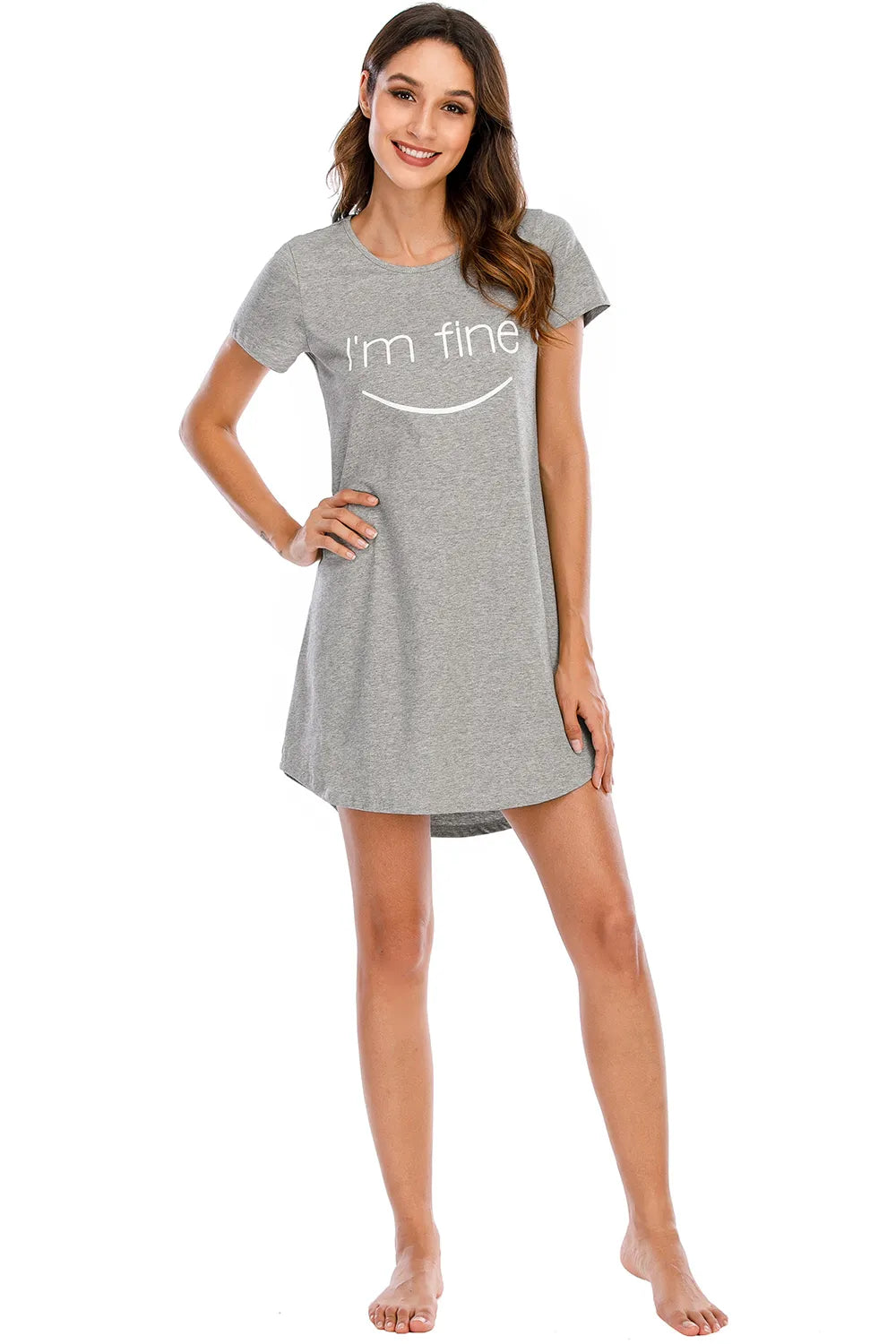 Graphic Round Neck Short Sleeve Lounge Dress - Lilixa.store