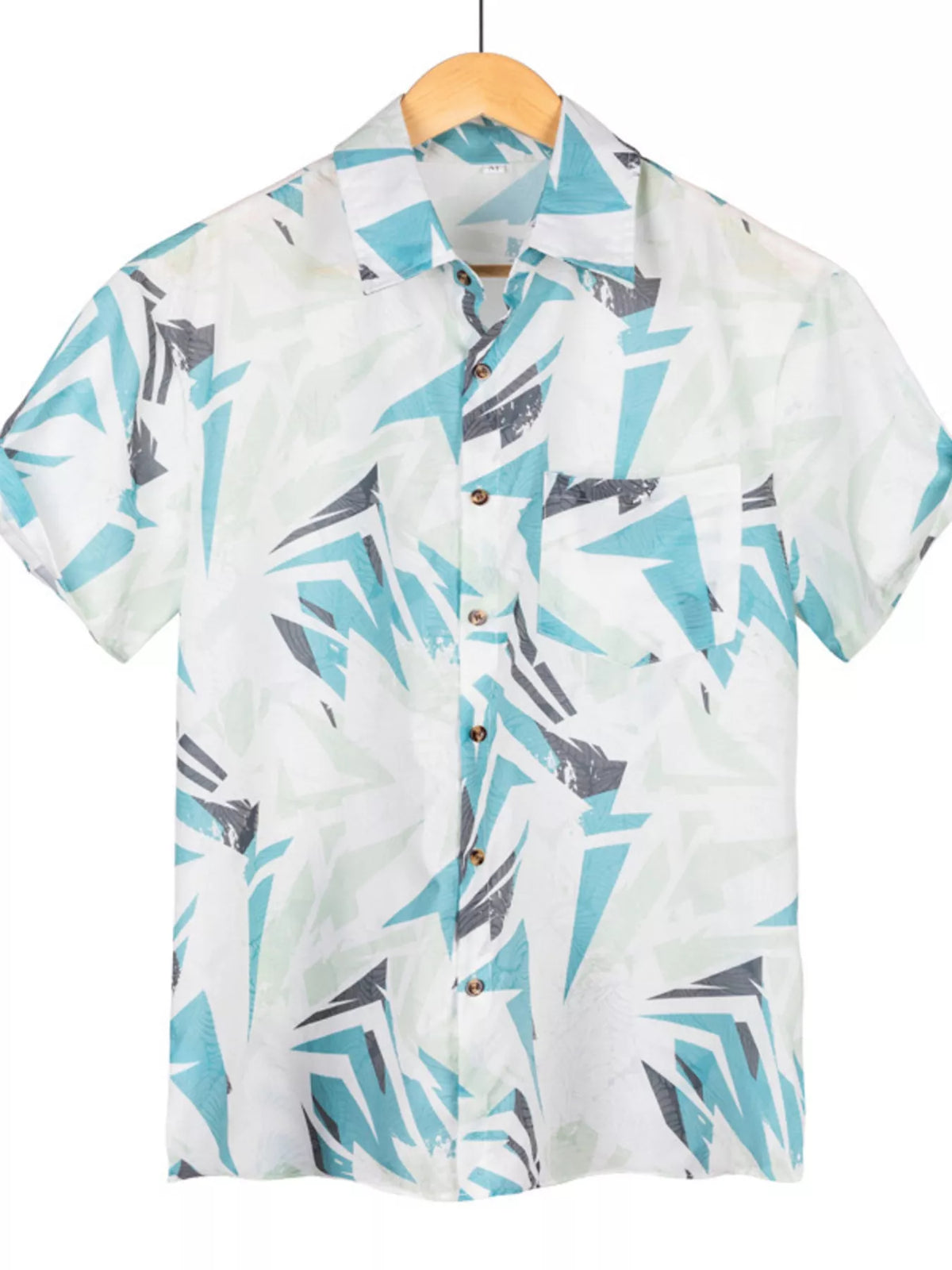 Men's Full Size Short Sleeve Geometric Print Casual Button-Down Shirt Plus Size - Lilixa.store