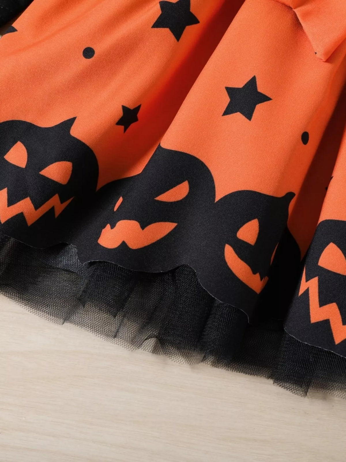 Children's Halloween Pumpkin Print Bowknot Long Sleeve Dress - Lilixa.store