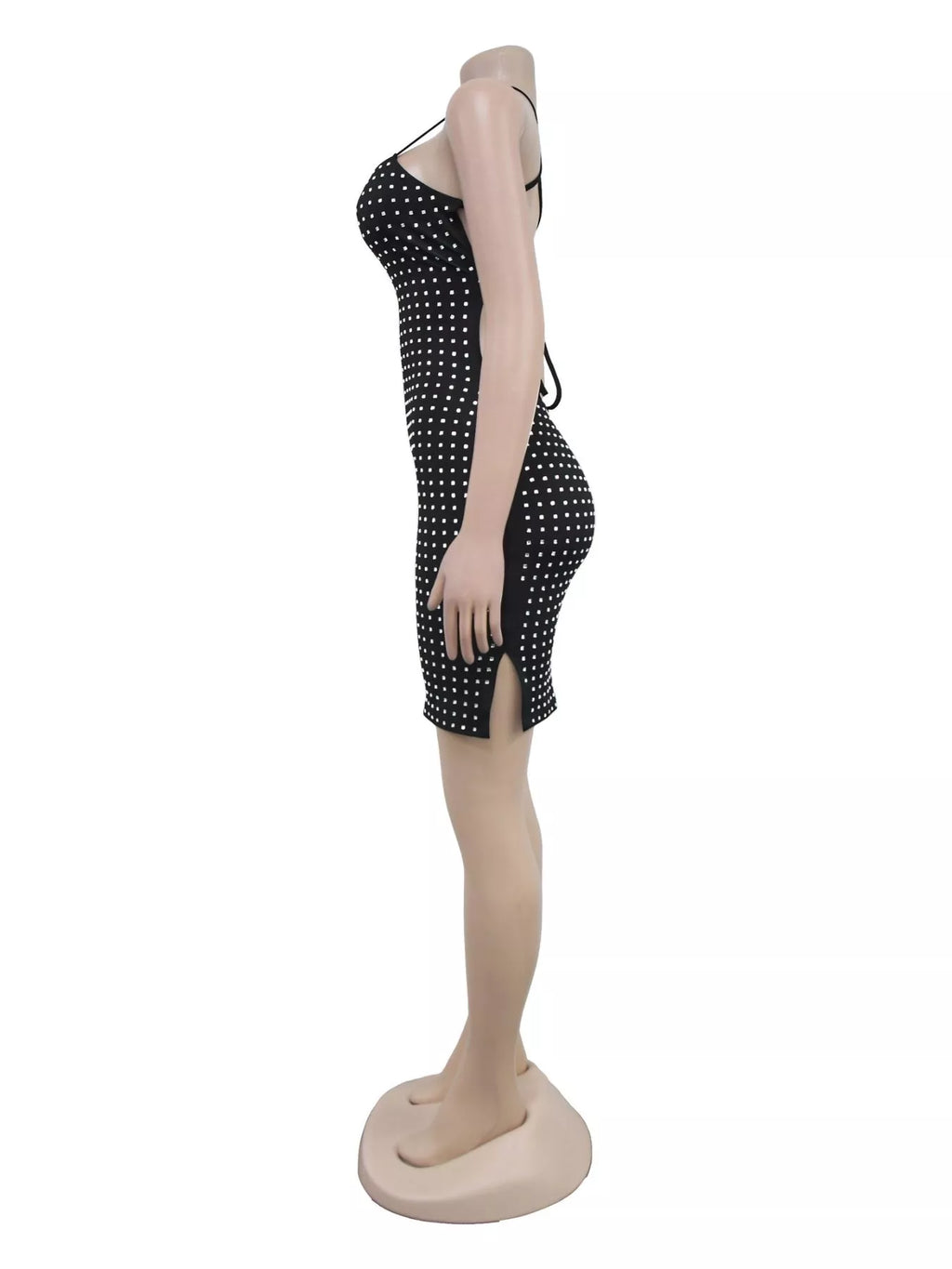 Rhinestone Embellished Bodycon Mini Dress - Lilixa.store