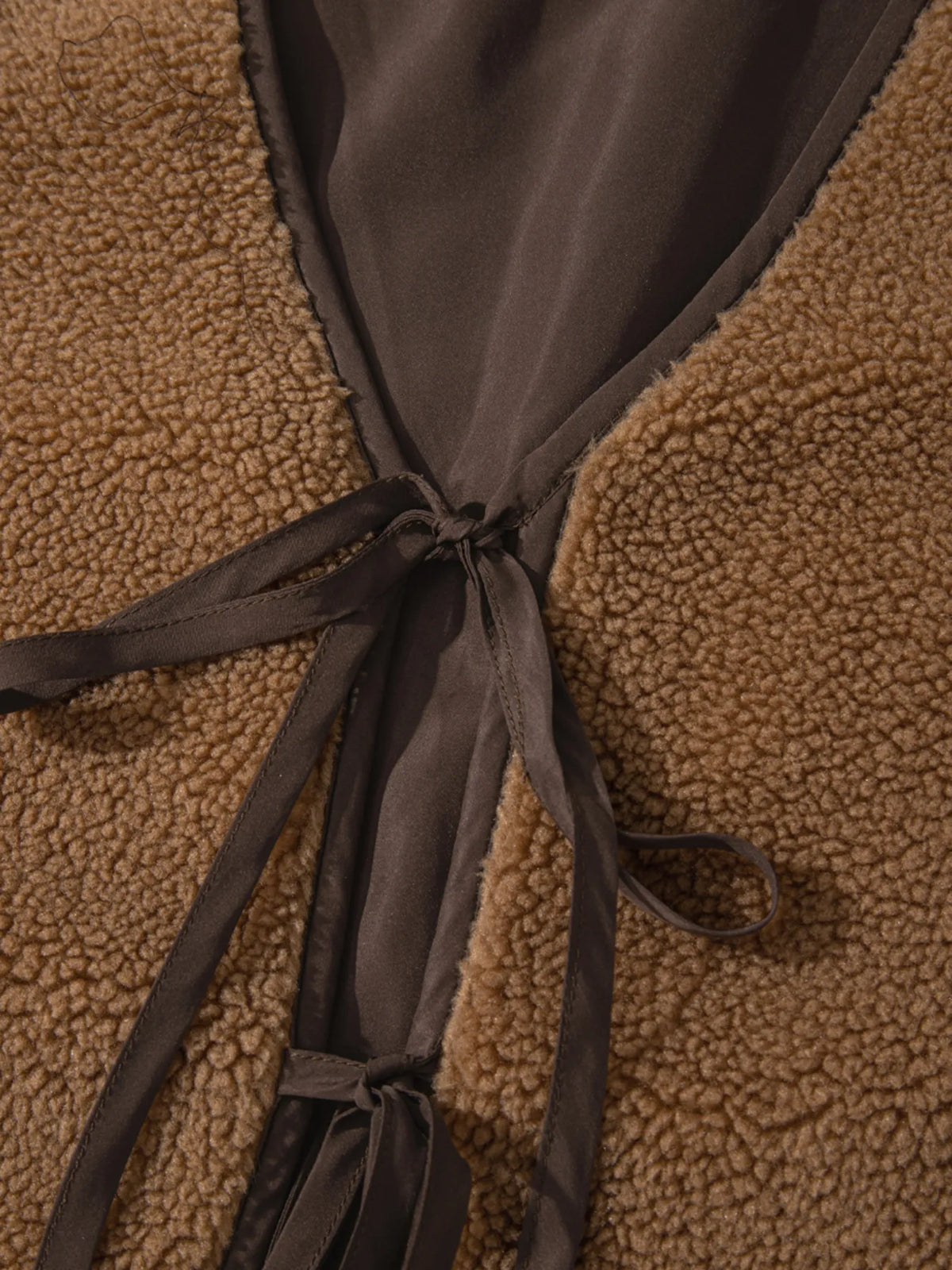 Double Tied Front Vest Coat in Light French Beige, view 10