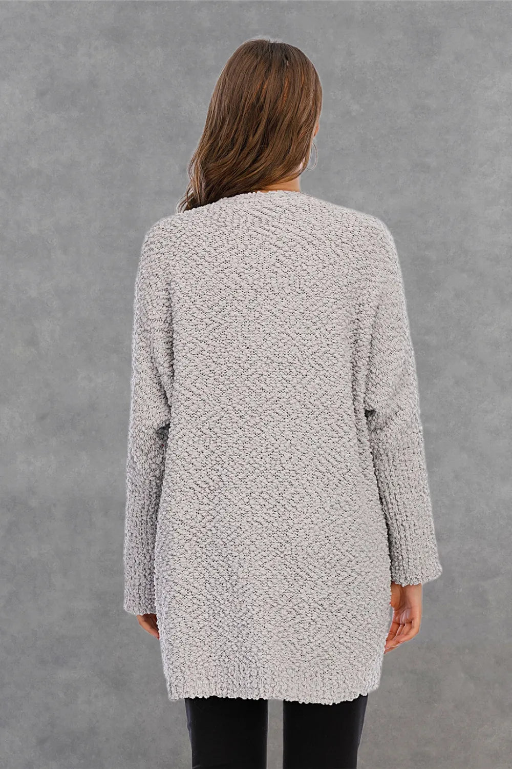 Angel Wings Pocketed Open Front Long Sleeve Cardigan - Lilixa.store